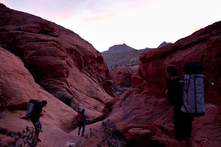red rocks; las vegas; las vegas red rocks; rock climbing; sport climbing; sunset; dan krauss; dan krauss photo; highline; bat hang; slackline