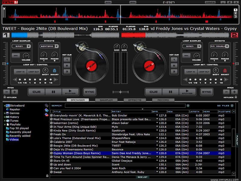 Atomix Virtual DJ программа для микширования MP3 в реальном времени, с