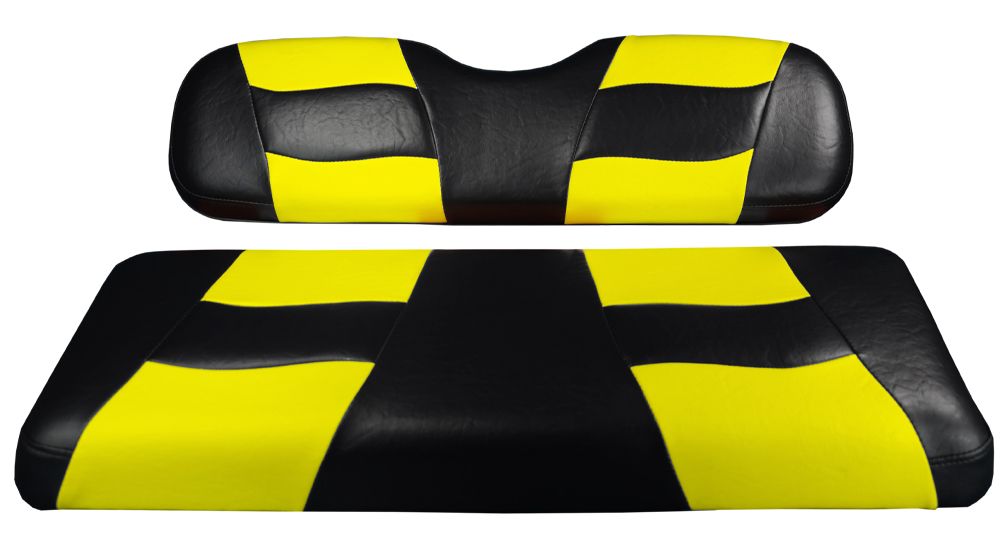 RIPTIDEBlack/Yellow Two-Tone Seat Cover for E-Z-Go TXT