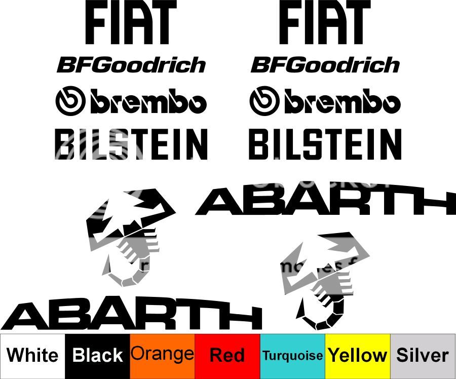 Fiat Abarth Rally WRC 12 Sticker Decal SET Bilstein Brembo BFGoodrich 